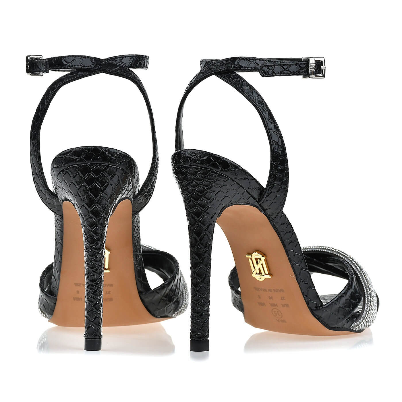 Black High Heel Python Sandal - Image 3